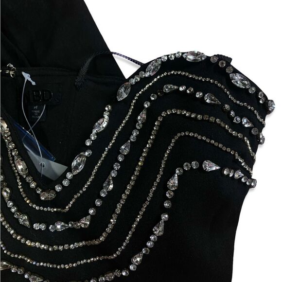 NWT NBD Dextra Embellished Mini Dress Black rhinestone strapless Revolve M - Picture 10 of 12
